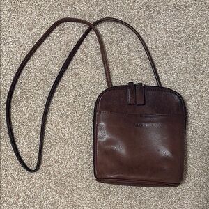 Dark Brown Leather Fossil Crossbody Bag